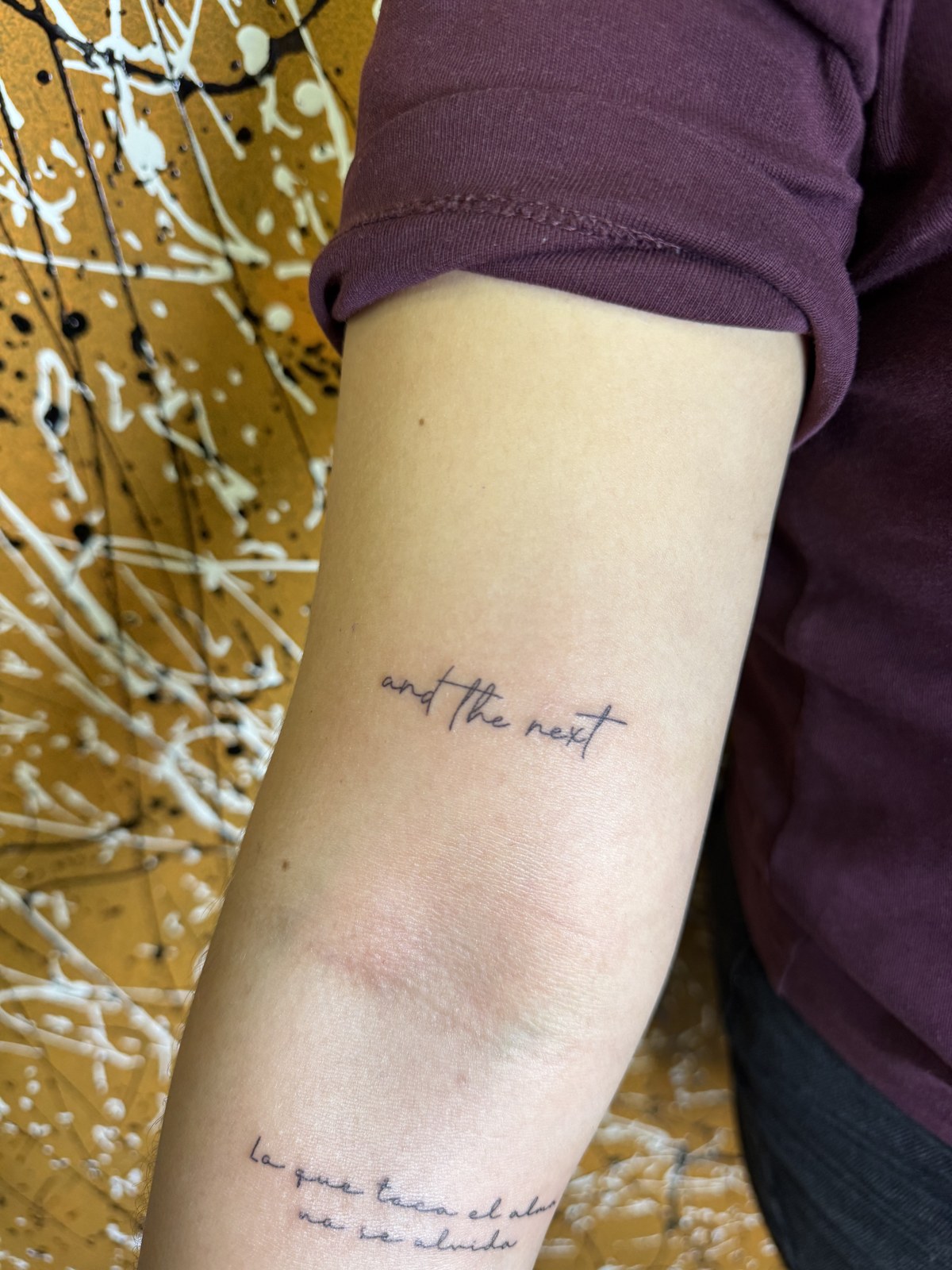 Fine line lettering tattoo: and the next